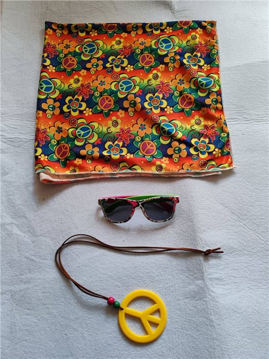 HIPPIE SCARF SET (75X75cm scarf,glasses,necklace)