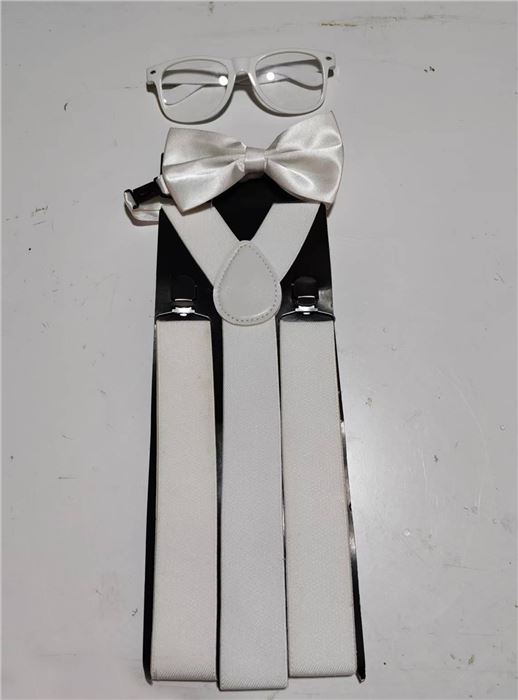 WHITE SUSPENDER SET
