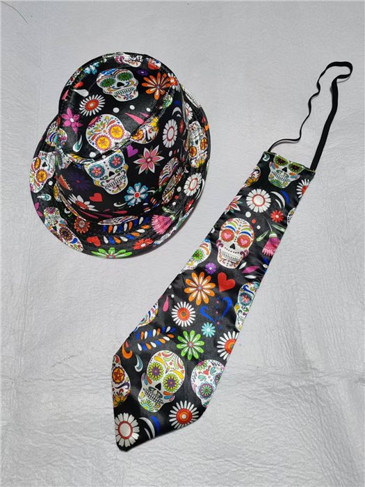 DAY OF THE DEAD HAT & TIE SET