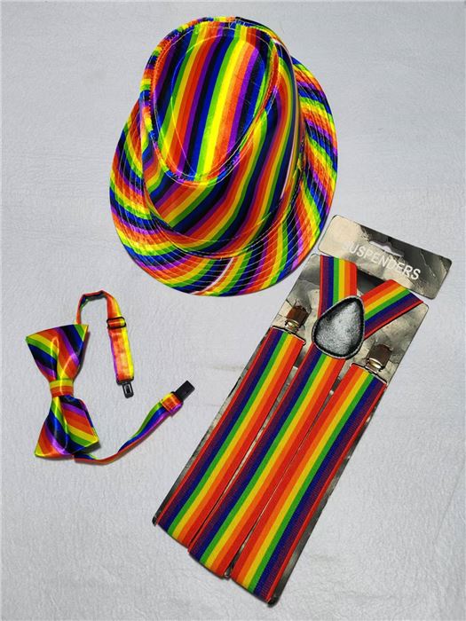 RAIBOW HAT BOW SUSPENDER SET