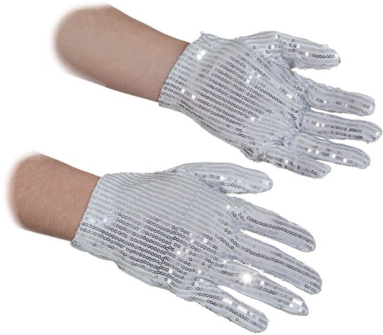 sequin gloves, silver