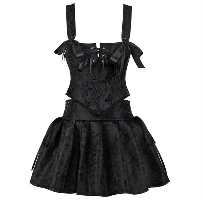 BLACK CORSET SKIRT SET