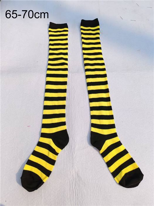 Yarn Socks yellow &black with stripes length，65-70cm