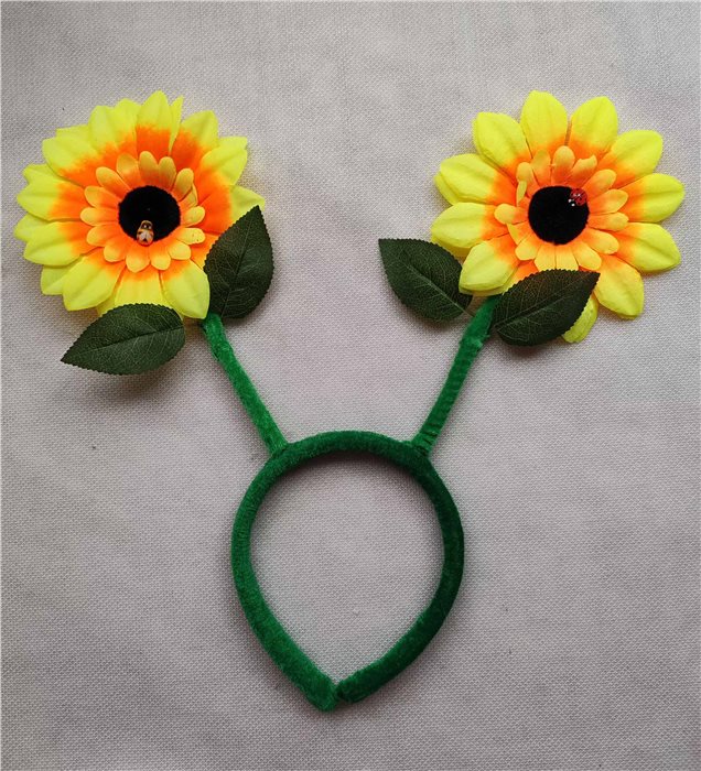 2 sunflowers headgear，with bee & beetle